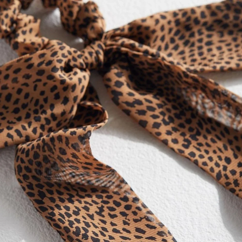 ⭐️❤️ FREE Darling Cheetah Peasant Boho Cat Draped Chic Art Bow Scrunchie Hairtie